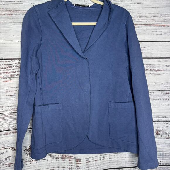 Harris Wharf London Blue Cotton Jersey Blazer Jacket Med - Picture 1 of 3